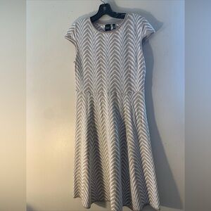 Saks Fifth Avenue Beige Zebra Print Fit and Flare  Dress Woman’s Size Medium